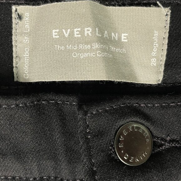 NWT Everlane The Mid Rise Skinny Stretch Jean Womens 28 Black - Picture 8 of 9